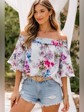 🌺 Hale Bob Off Shoulder Floral Top